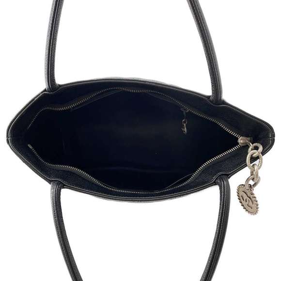 Chanel Tote Bag Reproduction Tote Coco Mark Matelasse Quilted Caviar Skin Black - Picture 4 of 10